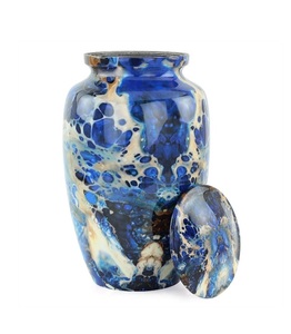 Urnas funerarias de cremación de aluminio azul Caterpillar para adultos, urna funeraria de entierro hecha a mano de estilo hermoso humano para tamaño personalizado - Product Image 2