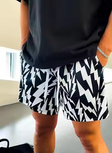 Pantalones cortos atléticos informales de felpa francesa para hombre 100% algodón 3D Puff estampado cordón tejido bordado técnicas antiarrugas - Product Image 2