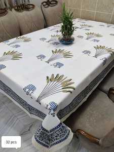 Nappe élégante en 100% coton imprimée à la main, motif floral, artisanal traditionnel, fait à la main, couverture de table élégante - Product Image 4