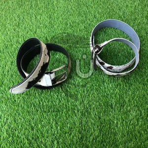 Ceinture en cuir de vache à poils naturels, fabriquée à la main, avec boucle carrée en alliage |   Ceinture décontractée de qualité supérieure durable à imprimé animal 3,5 cm - Product Image 2