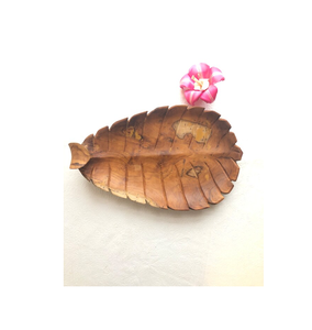 จานเสิร์ฟผลไม้แห้งทำจากไม้เนื้อแข็งดีไซน์รูปใบไม้สีน้ำตาลอุปกรณ์ในครัวเรือน - Product Image 6