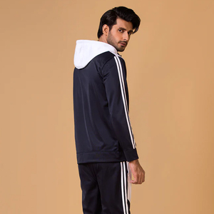 Venta al por mayor de alta calidad Slim Fit Casual sólido chándales sudaderas con capucha 100% algodón nuevo diseño de los hombres chándal de dos piezas - Product Image 5