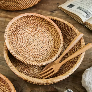 Panier de rangement ovale en bambou tressé à la main, plateau à fruits tissé, organisateur multifonction écologique pour le rangement des aliments dans la cuisine - Product Image 2