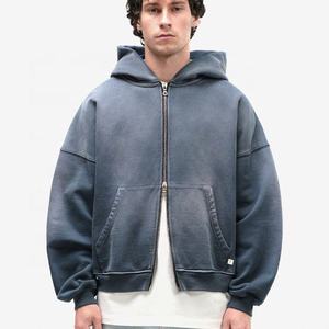 Custom Sunfaded Faded Zip up Sudadera con capucha con cremallera, Hombres Boxy Oversized Zip up Hoodie Streetwear Acid Wash Distressed Zip up Hoodie Hombres - Product Image 1