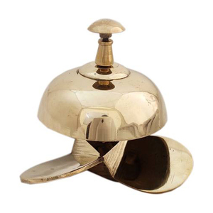 Campana de escritorio de latón de moda superior con acabado dorado en Base cuadrada de madera, campana de escritorio decorativa de mesa antigua utilizada en el restaurante del Hotel en casa - Product Image 6