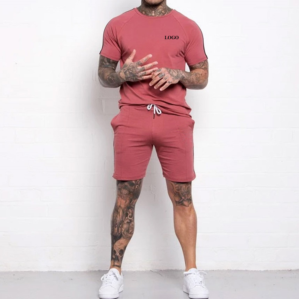 Wholesale Summer New Men Casual Shorts Sets Short Sleeve T Shirt Shorts Solid Men's Sport Wear Top and Short Whole sale rate