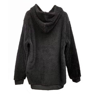 Sweat-shirt à capuche en laine et fourrure pour homme adulte, couleur noire, pull à épaules tombantes, chaud, coupe-vent, respirant, service OEM - Product Image 2