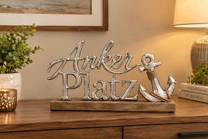 Letrero Decorativo de Madera y Metal con Ancla, Decoración Náutica para Mesa, Adorno de Escritorio, Decoración Marítima para el Hogar, Artesanía, Adorno de Mesa Plateado Personalizado - Product Image 2