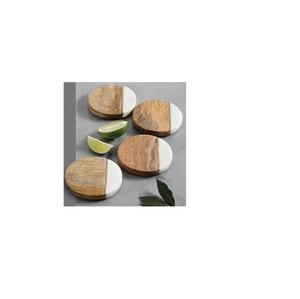 Customized Classic Style Metal Walnut Wood <b>Marble</b> <b>Coaster</b> & Mat Set Free Blanks Design & <b>Coasters</b> Included for Dining Occasions - Product Image 1