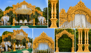 งานแต่งงานแบบกูจาราติสุดหรู พร้อมศาลาไม้เมยูร์สำหรับจัดงานกลางแจ้ง ตกแต่งงานแต่งงานสไตล์อินเดียอย่างมีระดับ ดีไซน์ทนทานและถอดประกอบได้ - Product Image 5