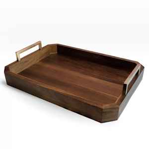 Bandeja de servicio rectangular de madera con acabado natural Plato de diseñador Perfecto para suministros de hotel y uso de mesa - Product Image 2
