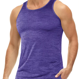 Camiseta sin mangas ajustada de secado rápido para hombre, camisa de malla con cuello redondo para deporte, camiseta sin mangas de secado rápido para hombre - Product Image 1