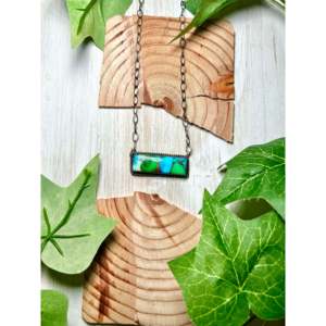 Tia <b>Long</b> Turquoise Blue Dahlia & Sterling Silver <b>Necklace</b> with Main Stone - Product Image 1