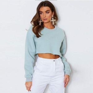 เสื้อยืดครอปแขนสั้นคอกลมผ้าถักผสมโพลีเอสเตอร์/คอตตอนสำหรับผู้หญิง สไตล์ลำลองวินเทจ คุณภาพสูง เหมาะกับการสวมใส่ในชีวิตประจำวัน สีพื้น - Product Image 1