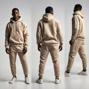 เสื้อวอร์มผ้า20% คอตตอน80% คุณภาพสูงของผู้ชายชุดวอร์มเนื้อนุ่มผ้าโพลีเอสเตอร์พิมพ์ลายโลโก้ขนาดใหญ่พิเศษใส่ได้พอดีตัวเรียบๆ - Product Image 1