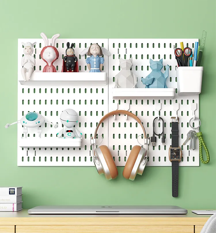 2 Pieces Pegboard Combination Wall Organizer Kit Hanging Wall Mount Display Panel Kits Peg Board Organizer for Home Office