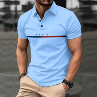 Vente en gros de polos imprimés Paris avec motif de logo personnalisé polos de golf à manches courtes respirants pour hommes en tissu tricoté formel