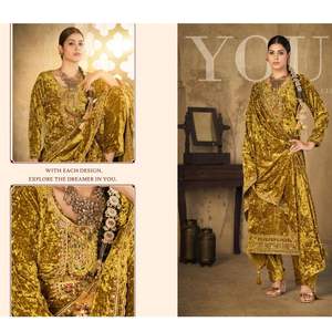 Ensemble Salwar Kameez Moderne en Velours Neeta Creation, Broderie Élégante Faite à la Main, Infroissable, Longueur Mi-longue, Idéal pour les Fêtes - Product Image 4