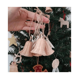 Rotin Cloche Décoration De Noël À La Main Rustique Vacances Rotin Cloche Ornement Naturel Tissé Suspendu Arbre De Noël Décor À La Maison Cadeau - Product Image 3