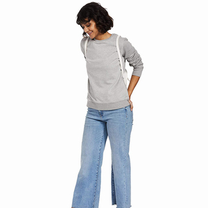 Sudaderas de mujer de algodón 100% de diseño personalizado, ropa de moda de manga larga con cuello redondo, sudaderas con logotipo impreso en la parte delantera - Product Image 5