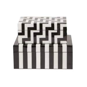 Joyero de trabajo de hueso de cuerno a precio de fábrica patrón geométrico Beige negro con acabado pulido multiusos para almacenamiento de joyas - Product Image 4