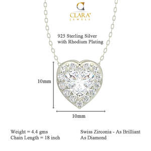 NOVAMART Fine 925 Sterling Silver Rhodium Plated <b>Valentine</b> Pendant Earring Necklace <b>Set</b> Fine Jewelry <b>Gift</b> for Women Girls with C - Product Image 3