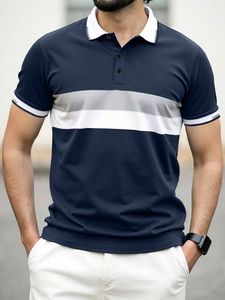 Chemises d'été pour hommes d'affaires, coupe ajustée, 100% polyester, respirantes, unies, teintées, pour le golf, avec logo personnalisé, uniformes de travail à revers - Product Image 5