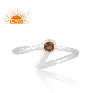 แหวนพลอยสโมคกี้ธรรมชาติทำจากเงินสเตอร์ลิงเครื่องประดับตามสั่งสำหรับเป็นของขวัญสำหรับผู้หญิง - Product Image 3