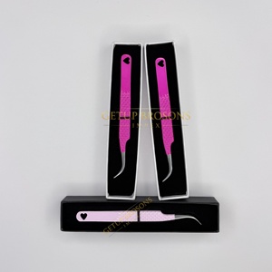 Pestañas GETUP BROSONS IMPEX de Acero Inoxidable con Recubrimiento en Polvo Color Rosa Intenso/Rosa Claro, Diseño de Corazón Recortado, Doradas, Antiestáticas - Product Image 4