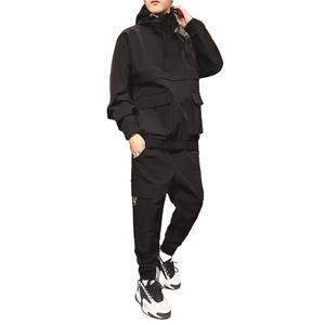 Custom Logo Men's 2-Piece Street Wear Windbreaker Set Fashion Multi-Cargo Pockets Tracksuit Sweatsuit <b>Joggers</b> for Fitness - Product Image 3