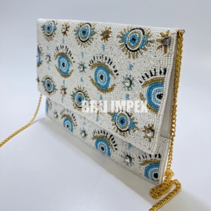 Handmade Evil Eyeลูกปัดกระเป๋าคลัทช์ที่ไม่ซ้ํากันและมีสไตล์กระเป๋าสตางค์ผู้หญิงพร้อมลูกปัดที่ซับซ้อนอุปกรณ์เสริมแฟชั่นที่หรูหรา - Product Image 2