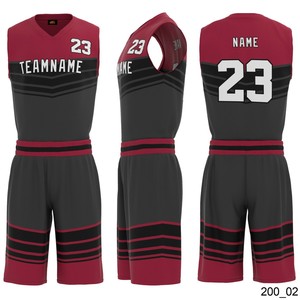 Nouvel arrivage d'uniforme de basket-ball pour hommes jeune maillot respirant noir rouge Design Plus Size Option pour garçons - Product Image 4
