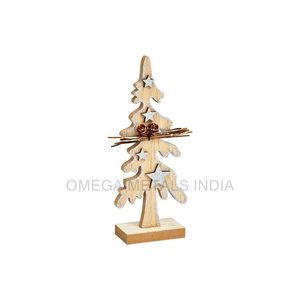 Árbol de Navidad de madera único con escultura de tapa de Papá Noel de aluminio para decoración navideña, figurita navideña de gran venta - Product Image 6