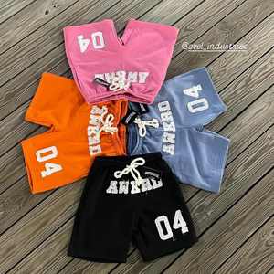 Venta al por mayor de pantalones cortos de algodón de peso pesado para los hombres de tamaño mediano de Color sólido logotipo personalizado de cintura media cordón pantalones cortos de gimnasio para los hombres - Product Image 1