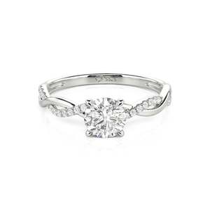 Jeulia Rhodium Plated Twist Round Cut <b>Sterling</b> <b>Silver</b> <b>Engagement</b> <b>Ring</b> - Product Image 1
