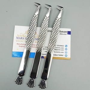 Pinzas de pestañas personalizadas de acero inoxidable sostenible, volumen de arranque de 90 grados con punta de fibra, Etiqueta Privada, logotipo OEM - Product Image 3