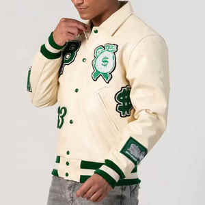 OEM personalizado cadena chenilla parche bordado manga de cuero vintage béisbol Letterman chaqueta universitaria para los hombres - Product Image 2