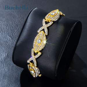 Mauvais yeux glacés plaqués or 18 ct 12mm avec chaîne Infinity Bracelet bijoux Hip Hop pour hommes - Product Image 3