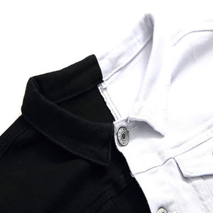 Chaquetas de mezclilla de moda al por mayor OEM blanco y negro de diferentes colores sólidas con botones para hombre prendas de vestir chaqueta de mezclilla de hombre/lona - Product Image 3