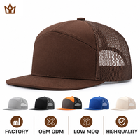 Casquette Trucker Personnalisée 7 Panneaux 100% Coton avec Dos en Maille Polyester, Visière Plate, Fermeture Snapback, Logo Personnalisé, Vente en Gros, OEM, ODM, Marque Privée