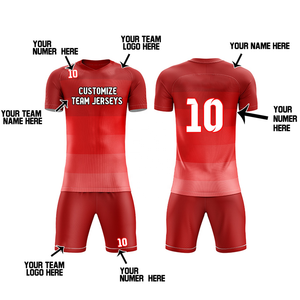 ชุดยูนิฟอร์มฟุตบอลผ้าโพลีเอสเตอร์สำหรับทั้งชายและหญิงชุดเสื้อกางเกงขาสั้นแบบถักสีปักโลโก้ - Product Image 3