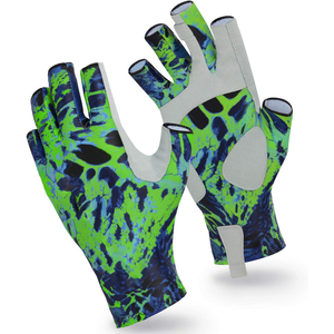 Venta al por mayor personalizado UV50 + protección solar guantes de pesca sin dedos pesca con mosca Bass Gear EE. UU. AUS cuero OEM transpirable 2025 - Product Image 4