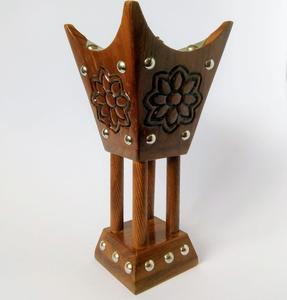 Brûleur d'encens Mubkhar Bakhoor Bukhoor en bois vintage avec chauffe-plat Brûleur à huile essentielle - Product Image 1