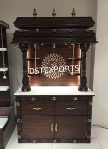 Mandir de Madera con Diseño Tradicional de Elefante para el Hogar, Templos de Madera de Teca con Pilares de Elefante Tallados a Mano Personalizados, Pooja Ghar Australia - Product Image 3