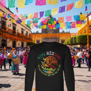 Camiseta de Manga Larga con el Escudo de México, Viva México, Duradera, Promocional, con la Bandera Mexicana - Product Image 3
