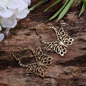 Lightweight Golden brass Butterfly <b>Hoop</b> Earrings Cute Classic Style Brass Jewelry <b>Fashionable</b> <b>Earings</b> - Product Image 3