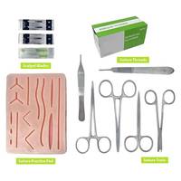 Kit Completo de Práctica de Sutura Médica con Maniquí para Entrenamiento de Estudiantes de Enfermería y Medicina, Instrumentos Quirúrgicos de Acero Inoxidable