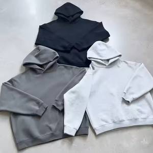 Produit de vente chaud pur pull uni surdimensionné personnalisé à capuche mélangé pour hommes et femmes avec poches et cordons de serrage pour les deux - Product Image 3