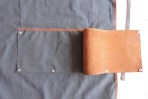 Delantal de chef de lona lavable azul personalizable cocina restaurante cocina pintor jardinería delantal con bolsillos de cuero extraíbles - Product Image 6