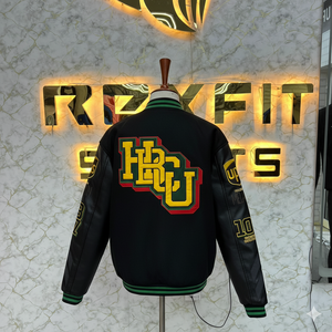 High Quality Custom Design Embroidered Wool Silk Unisex Winter Varsity Lettermen Jacket Eco-Friendly Reversible <b>Covered</b> <b>Button</b> - Product Image 2